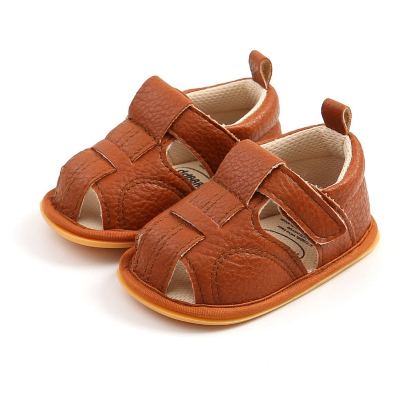 Summer Newborn Shoes Baby Boys Sandals Soft Leather Bebe Boys Prewalker Soft Sole Genuine Leather Beach Sandals 4 Colors