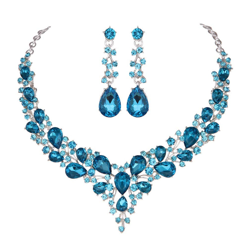 Delicate Women Austrian Crystal Jewelry Sets 16 Colors For Bridal Wedding Necklace And Earrings Sets Lady Party Fashion Jewelry