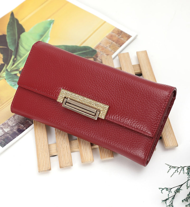 clearance women wallets genuine leather ladies clutch bag long real leather wallet cow leather purse female