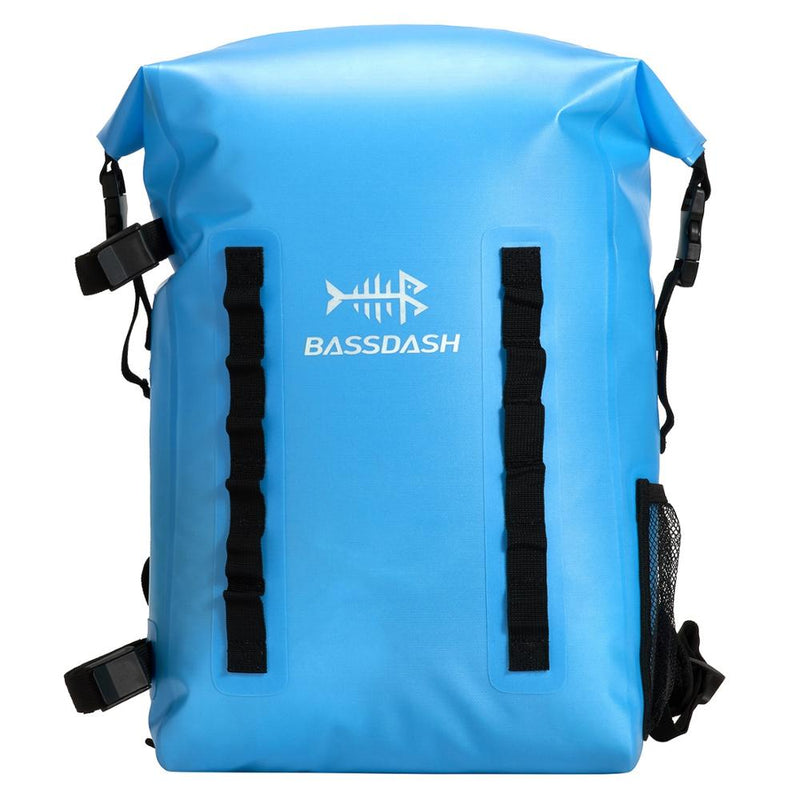 Bassdash Wasserdichter TPU-Rucksack 24L Roll-Top Dry Bag mit Rutenhalter zum Angeln, Wandern, Camping, Kajakfahren, Rafting