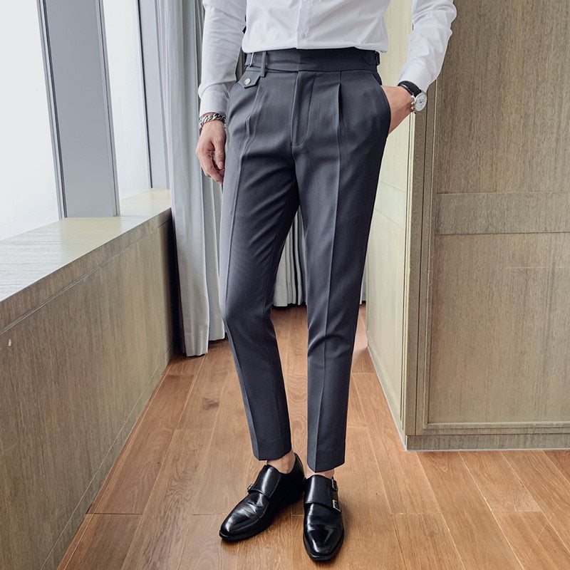 Pantalon Homme British Style Business Formal Wear Suit Pants Men Clothing Solid Slim Fit Casual Office Straight Trousers 5Colors