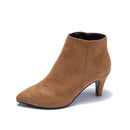 Boots Women Autumn Ankle Boots Sexy Flock High Heels 7CM Point Zipper Leopard Half Short Winter Boots Female Adult Shoes