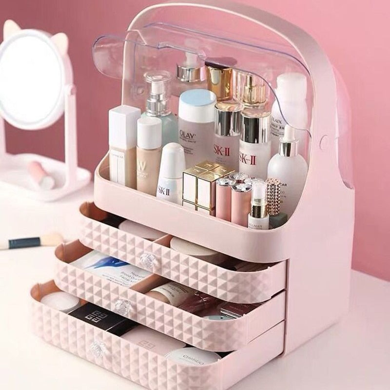 Cosmetic Storage Box Makeup Organizer Jewelry Storage Box Makeup Brush Lipstick Holder Portable Fashion Drawer Desktop Dustproof
