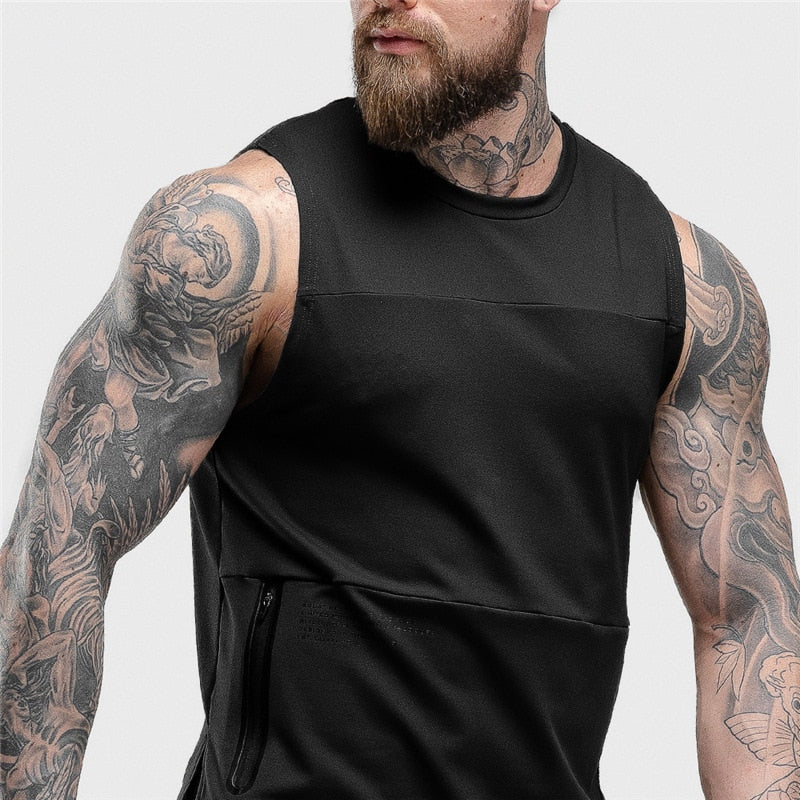 Chaleco sin mangas con cremallera para hombre, ropa interior transpirable de secado rápido para hombre, ropa interior para culturismo, camisetas sin mangas para Fitness