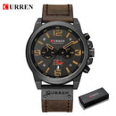 Relojes CURREN para hombre, marca de lujo, reloj de pulsera deportivo resistente al agua, cronógrafo, cuarzo, militar, cuero genuino, reloj Masculino