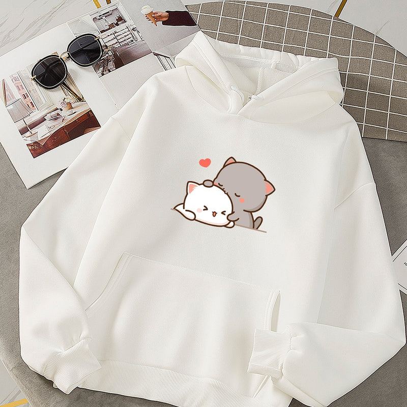 Women Autumn Hoodie Sweatshirts Korean Fashion Hoody for Ladies Kawaii Anime Jumper Streetwear Plus Size Sweatshirts Couple