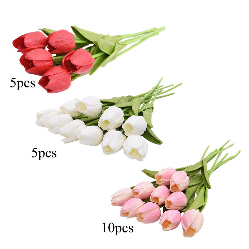 20pcs Mix Tulip Artificial Flower Real Touch Artificial Bouquet Fake Flower for Wedding Decoration Flowers Home Garden Decor