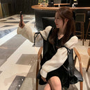 Vintage Mini Dress Lolita Women 2021 Autumn Lace Bow Velvet Evening Party Dress Female Y2k Casual Kawaii One Piece Dress Korean