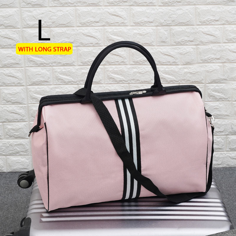 Korean Version Overnight Weekend Traveling Bag Strip Handbag Big Travel Bag Luggage Men&