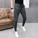 Moda coreana sólida Joggers hombres alta calidad primavera otoño pantalones hombres Slim Fit cordón hombres pantalones casuales negro/gris 36-28 caliente