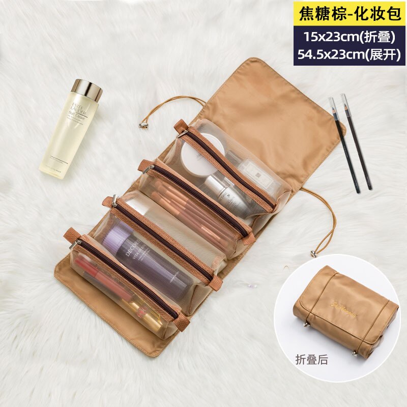 4PCS in 1 Cosmetic Bag For Women Zipper Mesh Separable Cosmetics Pouch Ladies Foldable Nylon Bag Rope Makeup Bag Kosmetyczka