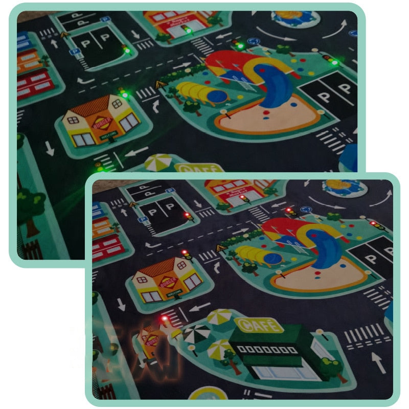 Children Play Mat LED Lighter Rode Rugs For Kid Play Children Carpets Climb Puzzle Present Fashion Floor Mat Car Birthday Gift