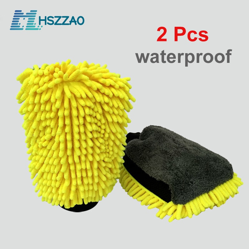 2 Pcs Ultra-Luxury Microfiber Car Wash Gloves Car Cleaning Tool Wheel Brush Multi-function Cleaning Brush Detailing