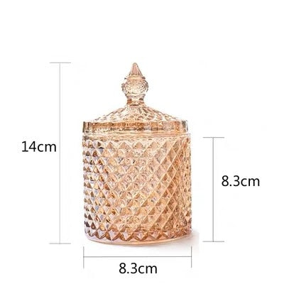 Amber Crystal Glass Storage Jar Lids 600ML Candy Jar Glass Container Cookie Jar Cotton Swab Box Cotton Household Decoration