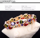 LUOTEEMI Luxury Rose Gold Gold Color My Mona Lisa Multicolor CZ stones Big Crystal Charm Bracelet Chic Bangle For Women Wedding