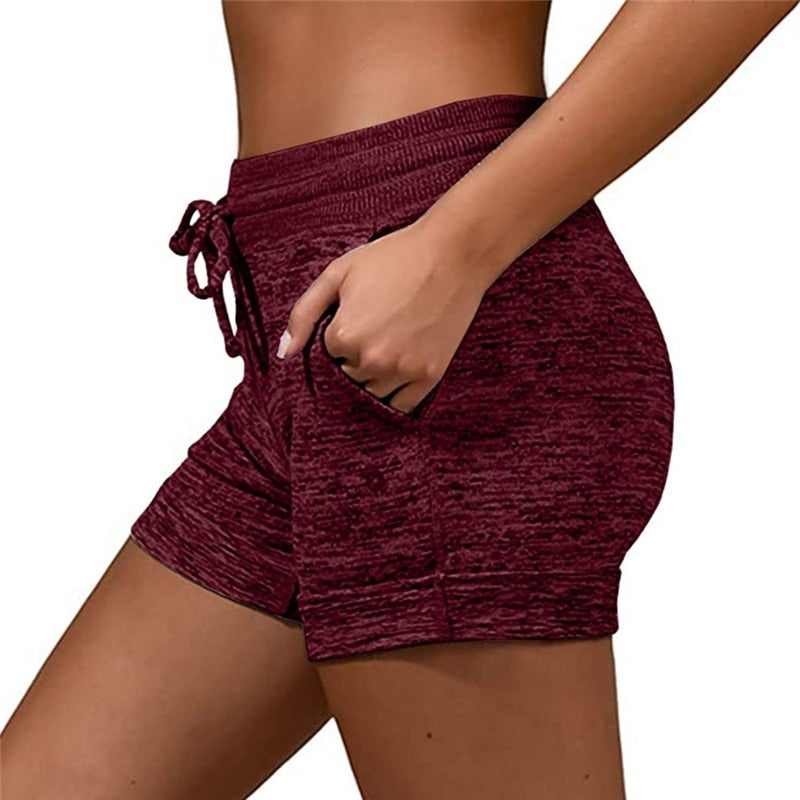 Summer Women Casual Running Sports Shorts Waistband Elastic Waist Shorts Fashion Hot Female Girls Cotton Solid Loose Shorts