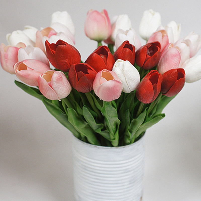 20pcs Mix Tulip Artificial Flower Real Touch Artificial Bouquet Fake Flower for Wedding Decoration Flowers Home Garden Decor