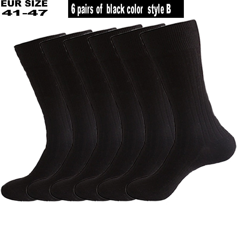 6 Pairs/Lot Large Size Men Socks Cotton Long Business Compression Harajuku Socks Winter Gentleman Sox Sokken Plus Size EU41-48