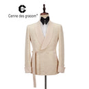 Cenne Des Graoom Neue Herrenanzug Maßgeschneiderte Kostüm 2 Teile Blazer Hose Schalkragen Satin Hochzeit Party Bräutigam Smoking Auf der Bühne