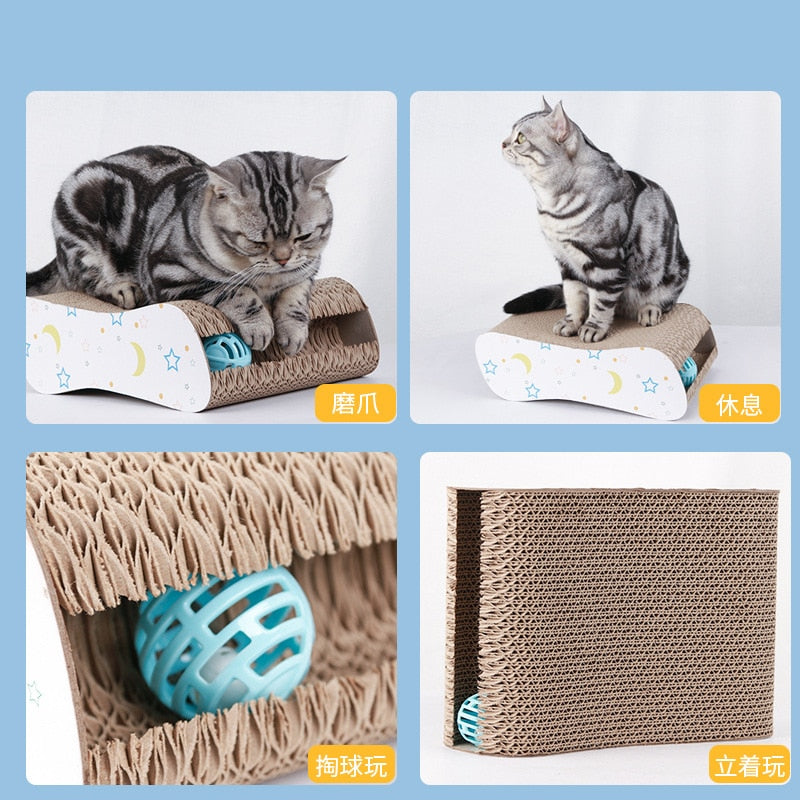 Cat Scratch Board Pad Schleifen von Nägeln Interaktiver Schutz von Möbeln Haustierspielzeug Wellpappe Large Size Catw Scratcher Toy Cardboard