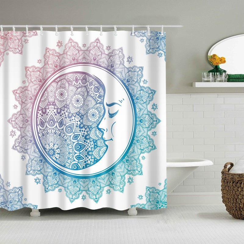 Customized Polyester Shower Curtain Abstract Mandala moon and star bathroom curtain Landscape bath curtain cortinas para bano