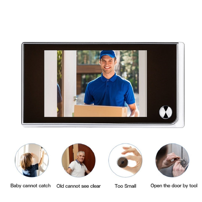 Awapow 3.5 Inch Video Doorbell 120 Degree Peephole Viewer Video Eye Door Bell Smart Home Outdoor Camera Monitor Visual Doorbell