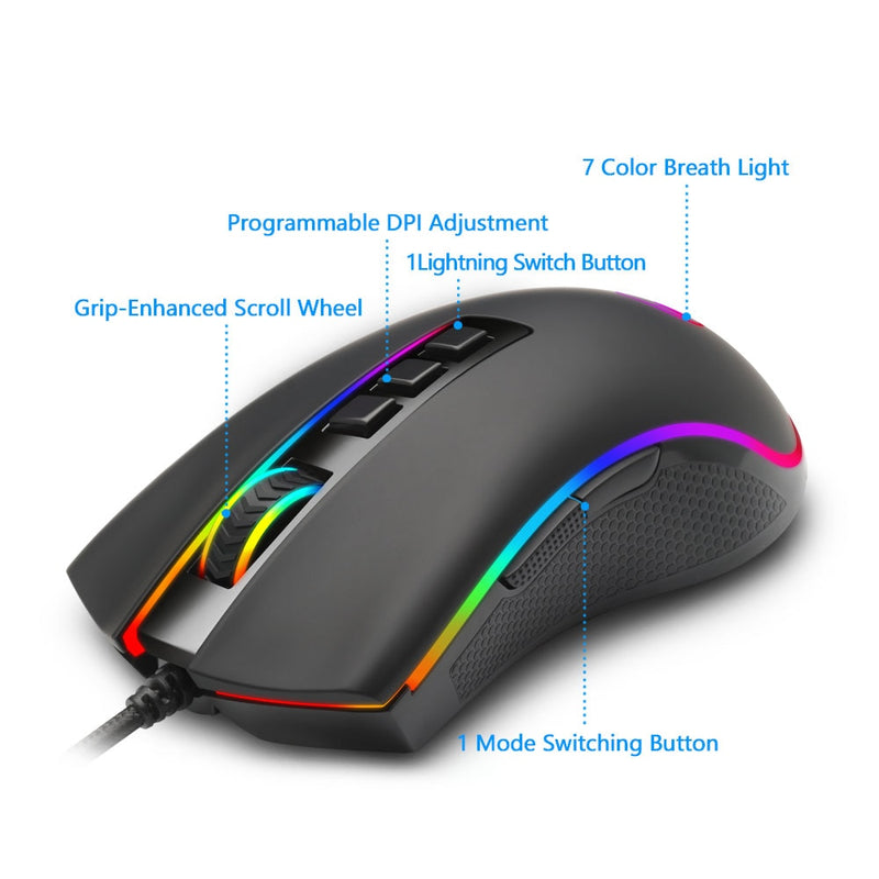 Redragon COBRA FPS M711-FPS RGB USB Wired Gaming Mouse 32000 DPI 9 buttons mice Programmable ergonomic For Computer PC Gamer