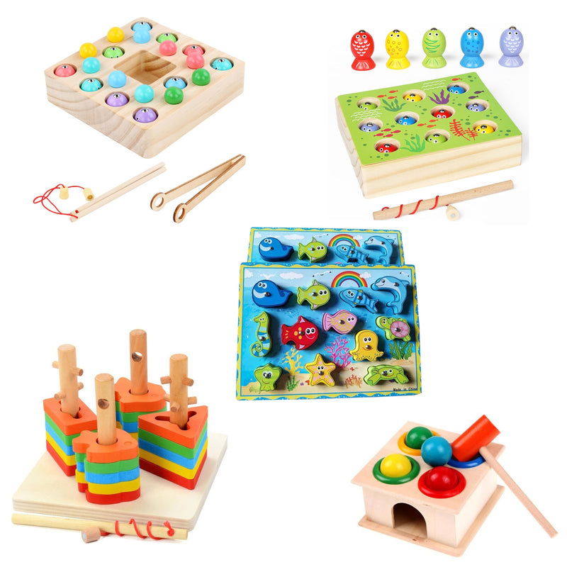 Montessori Wooden Toys Magnetic Fishing Games Board Children Early Educational Toy Shape Color Cognition Learning Gifts