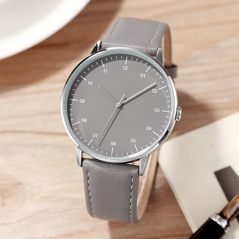 No Logo Business Watch Japan Movement PU Leather Strap Thin Bezel Simple Design Minimalism