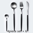 24Pcs/set Steak Knife Fork Coffee Spoon Teaspoon Gold Cutlery Kitchen Tableware Upscale Stainless Steel Western Tableware Set