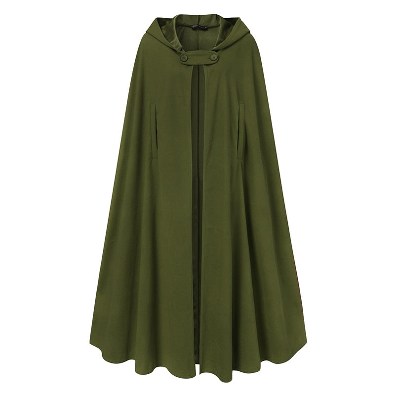 ZANZEA Mujer Poncho Invierno Con Capucha Frente Abierto Capa Suelta Sólido Abrigo Largo Sudaderas Con Capucha Cosplay Outwear Navidad Capa Casual