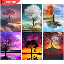 HUACAN Vollquadratische 5D DIY Diamantmalerei Sakura-Baum Vulkan Diamant Stickerei Landschaft Kreuzstich Strass Mosaik