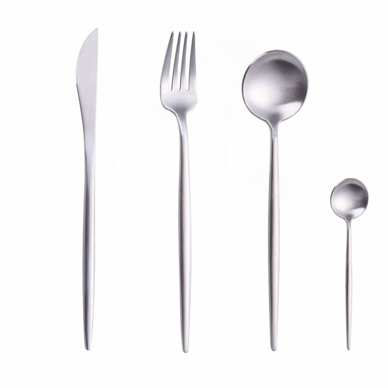 4 Stücke Edelstahl Grün Gold Besteck Essstäbchen Buttermesser Dessertlöffel Abendessen Gabel Teelöffel Geschirr Set