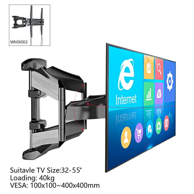 6 Arms TV Mount for 32-55&quot; MAX VESA 400x400mm LCD Bracket Wall Stand Full Motion Tilt RetractableTV Mount Retractable Bracket