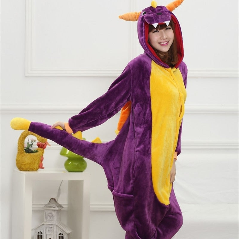 Franela dinosaurio Kigurumi pijama mujer hombre invierno Homewear chica Onesie franela Animal Cosplay disfraz fiesta mono adulto cálido