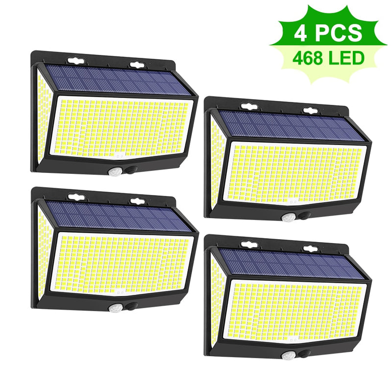 468/114 LED Outdoor Solar Lamp PIR Motion Sensor Waterproof Sunlight Powered wall Light Garden decoration Emergency Street Light