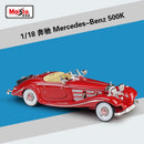 Maisto 1:18 Mercedes-Benz 500K Blcak Classic Car Simulation Alloy Car Model Collection Decoration Gifts toy