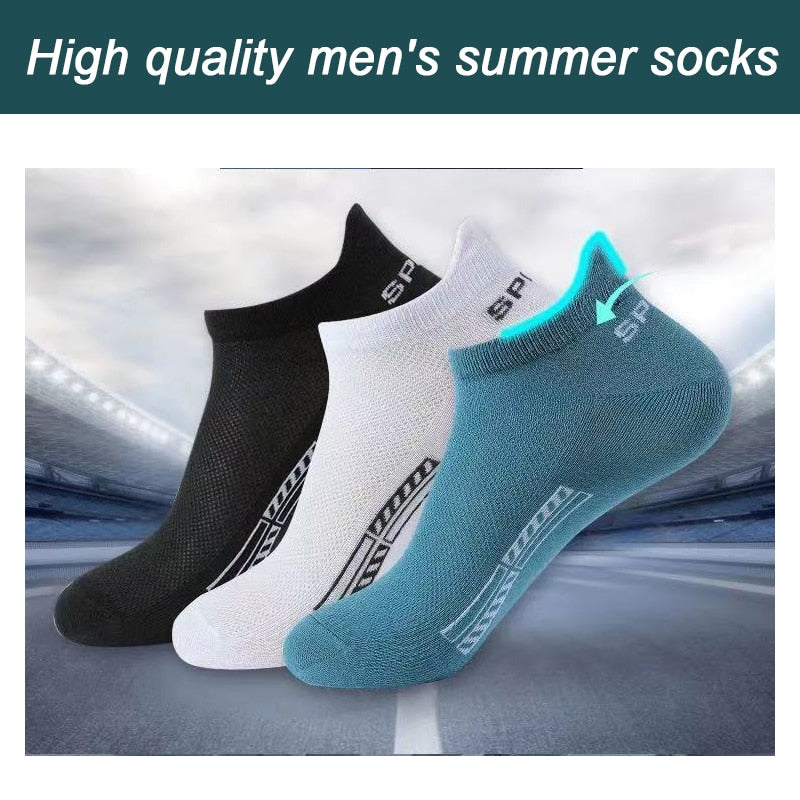 10 pares de calcetines tobilleros de alta calidad para hombre, calcetines deportivos transpirables de algodón, malla informal atlética de verano, calcetines cortos de corte fino, talla 38-48