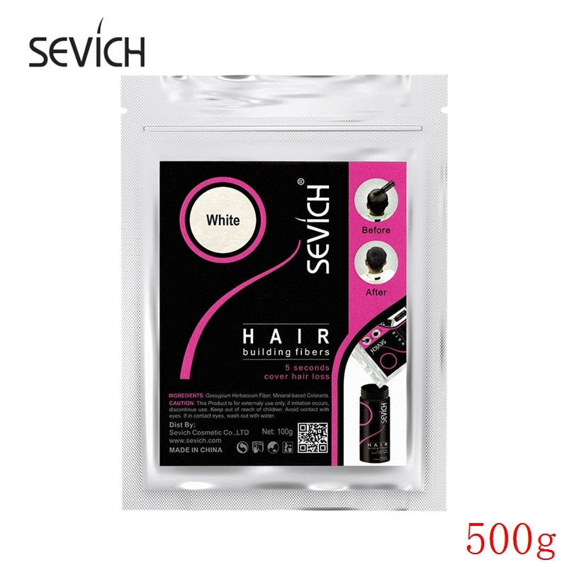 500g SEVICH fibra capilar de queratina tratamiento de pérdida de cabello humano cuidado Color espesamiento polvo de estilo OEM bolsa de recarga de etiqueta privada