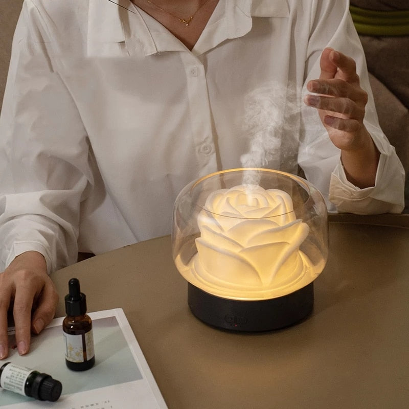 Difusor de Aroma libre de BPA 400ML Moutain View Difusor de aromaterapia de aceite esencial con Humidificador de lámpara LED cálido y de Color