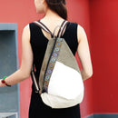 2021 neue Vintage Leinwand Rucksack Frauen Stickerei Patchwork Kordelzug Reisetasche Eimer Schultertasche Mochila Rucksack