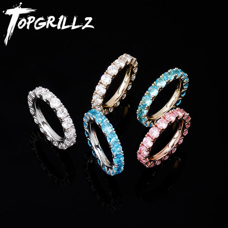 TOPGRILLZ 2020 New Round Zircon Rings Gold Color High Quality Copper Iced Out Rings Hip Hop Fashion Personality Jewelry Gift