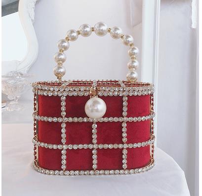 Hochwertige Openwork Basket Design Luxus Party Clutch Diamanten Perlen Damen Handtaschen Abendtasche Mode Geldbörsen Designer Tasche