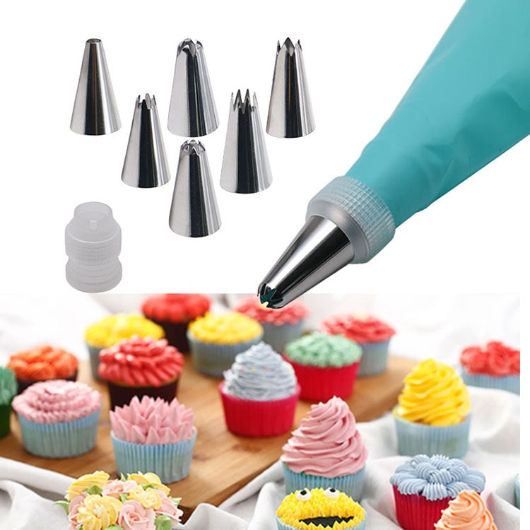 8/26pcs/set Silicone Pastry Bag Kitchen Accessories DIY Icing Piping Cream Pastry Bag With 6 Nozzle Sets Cake Decorating Tools