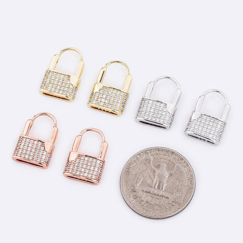 TOPGRILLZ Hip Hop Lock Earrings Iced Cubic Zirconia Earrings Luxury Gold Micro Pave Cubic Zirconia Earrings Gift For Men Women