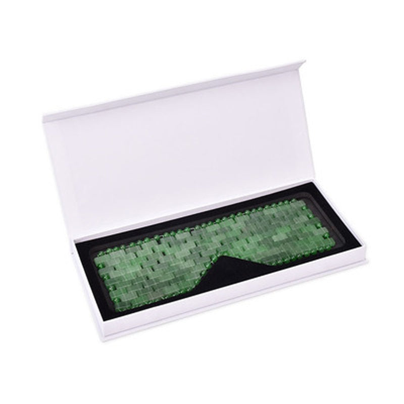 Kühlende Augenmaske aus Rosenquarz mit Box Natürliche Jade-Augenmaske Kältetherapie-Augenmassagegerät Amethyst-Schlafmasken Jade-Massagegerät