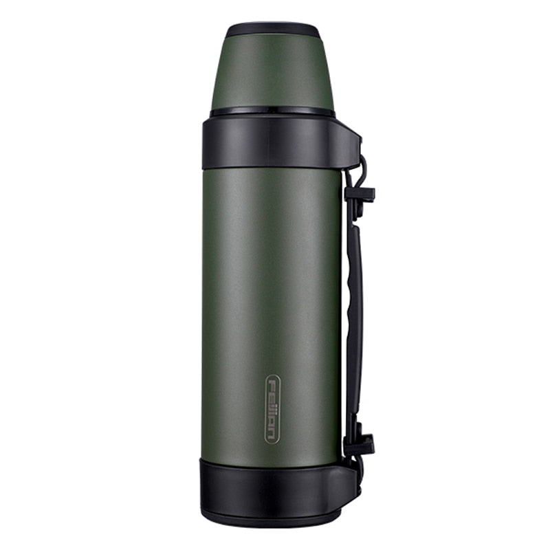 FEIJIAN Militär-Thermoskanne, tragbare Reise-Thermoskanne für Tee, große Tassen für Kaffee, Wasserflasche, Edelstahl, 1200/1500 ml