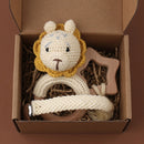 Baby Silicone Teether Wooden Rattle Toys Double Side Cotton Bibs Sleeping Dolls Soothe Appease Towel Newborn Nurse Accessories