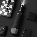 Paraguas automático LED con rayas reflectantes, paraguas de luz Led inversa, almacén ruso invertido plegable no automático