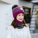 3 Pcs/set Winter Hats For Women With Breathing Mask 2in1 Knitted Hat Girl Pompoms Hat Warm Add Fur Lined Protective Winter Hat